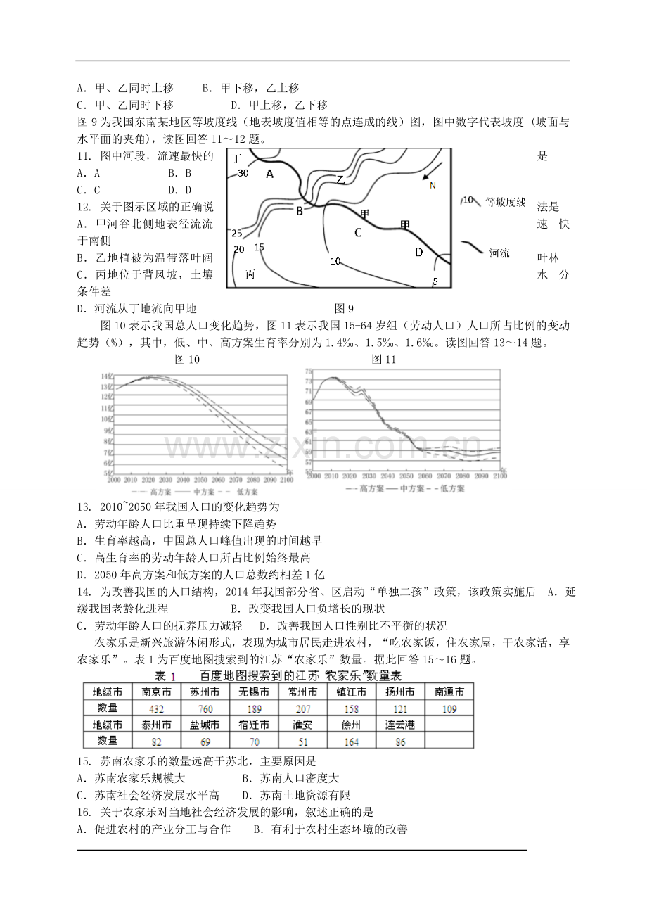 江苏省苏锡常镇四市2015届高三教学情况调研(一)地理试题.doc_第3页