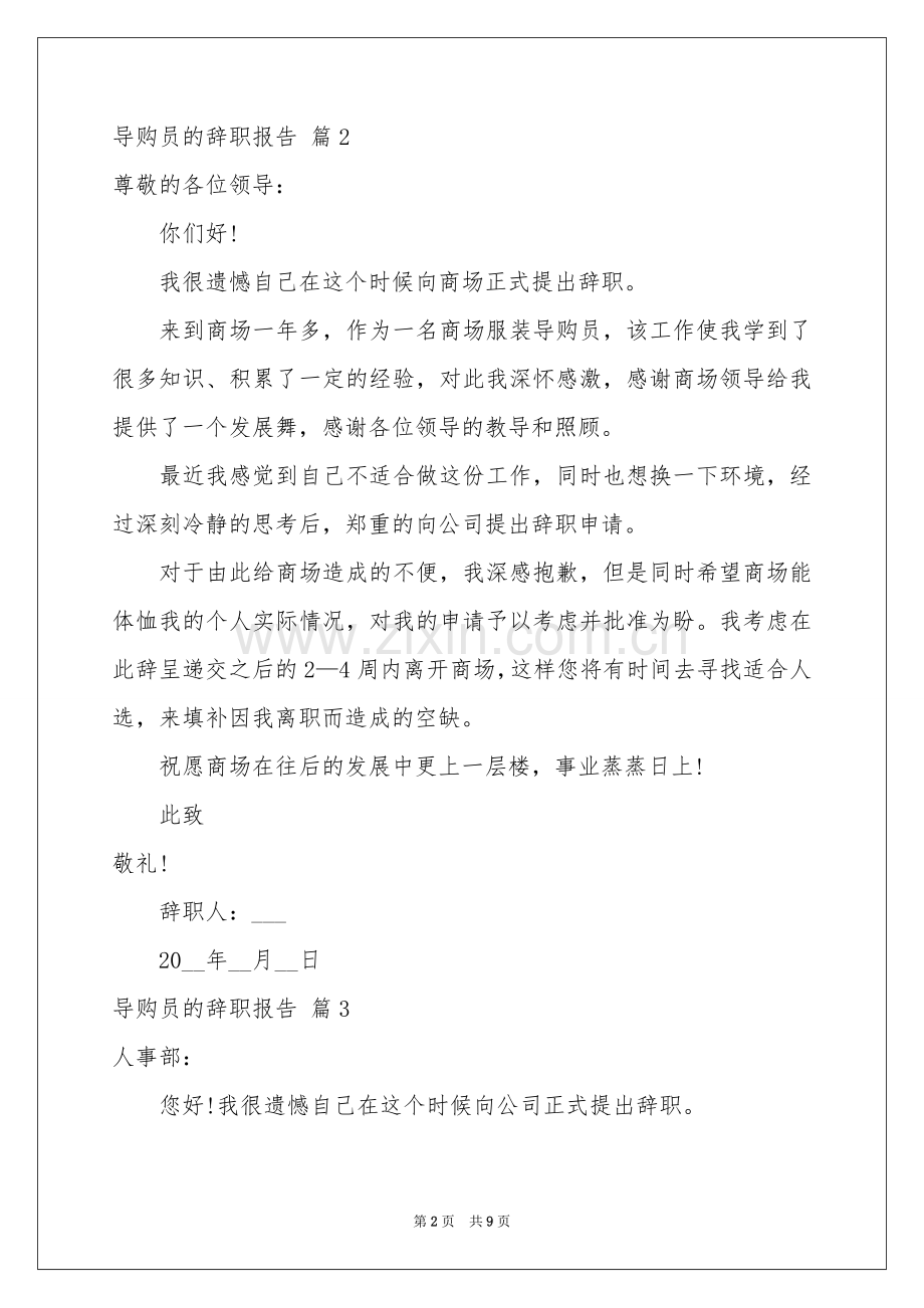 导购员的辞职报告汇总8篇.docx_第2页