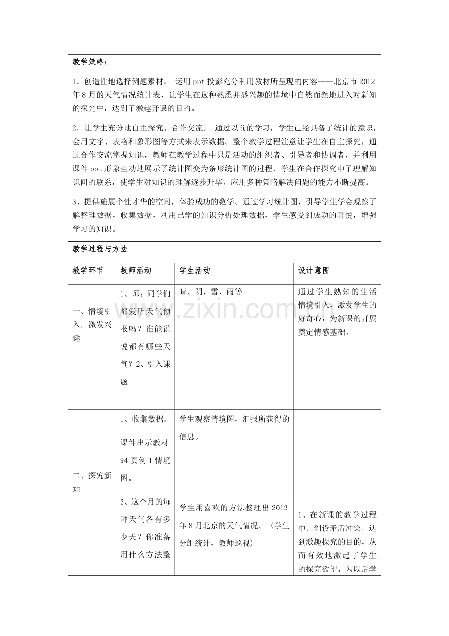 小学人教四年级数学条形统计图教学设计.docx_第2页