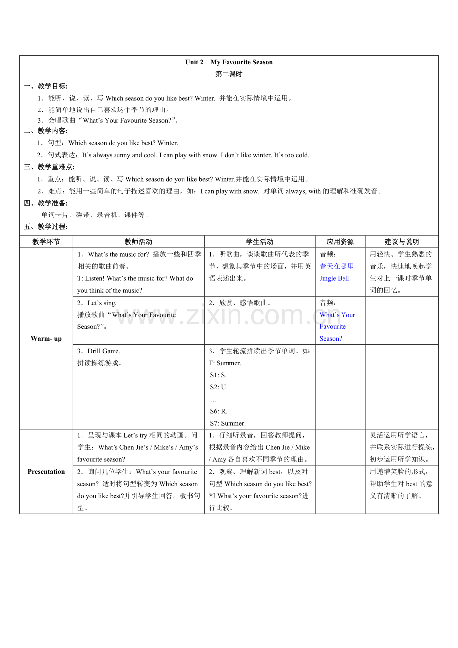 五年级下册-英语-第二单元-第二课时-教学设计.doc_第1页