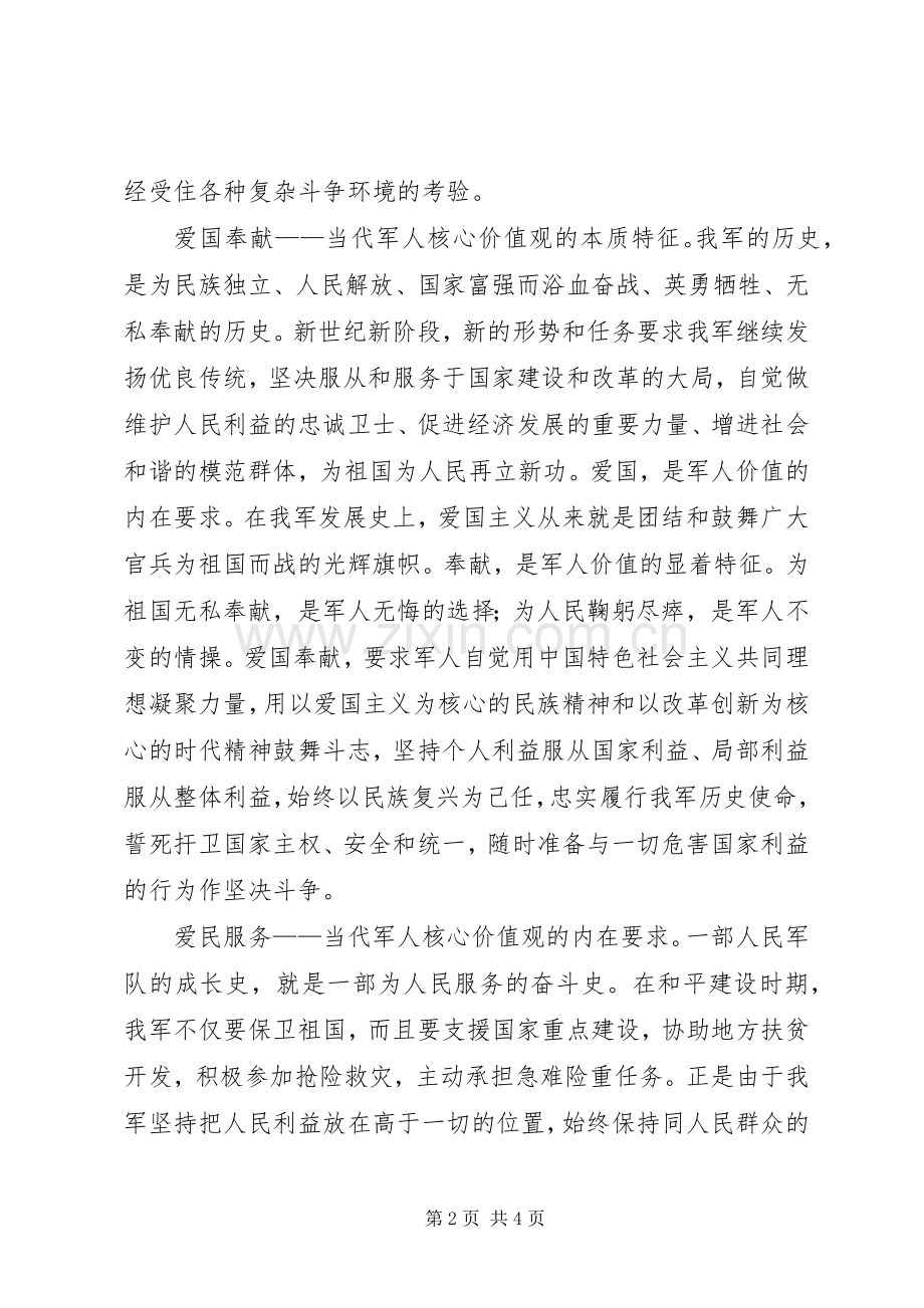 时代军人核心价值观体会心得.docx_第2页