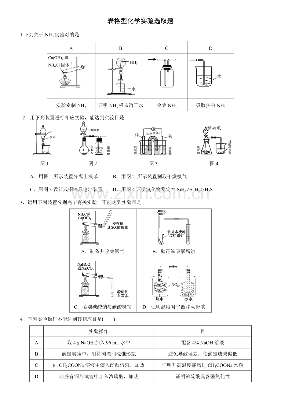 2021年高考表格型化学实验选择题含答案汇总.doc_第1页