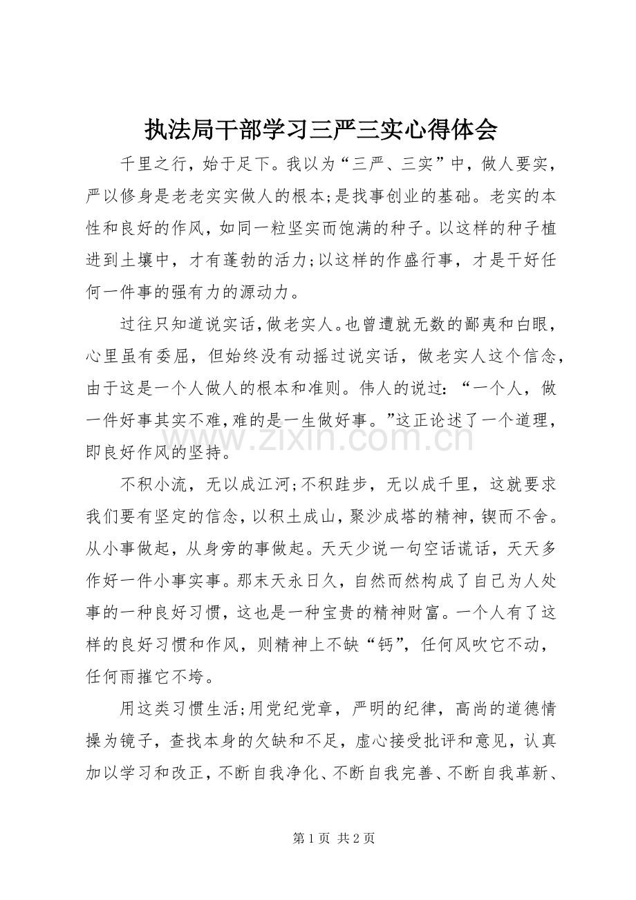 执法局干部学习三严三实体会心得.docx_第1页