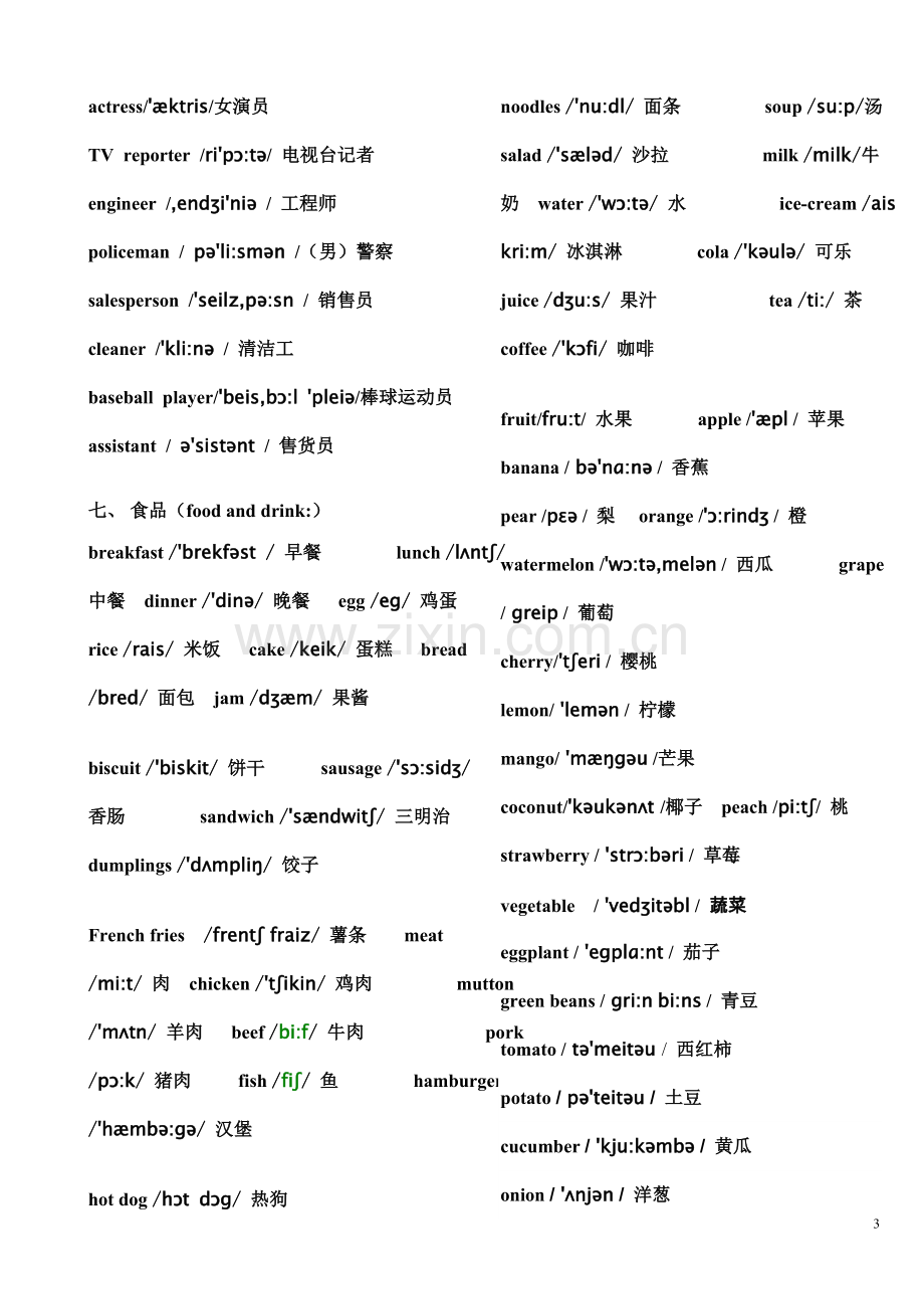 小学英语单词分类表(带音标).doc_第3页