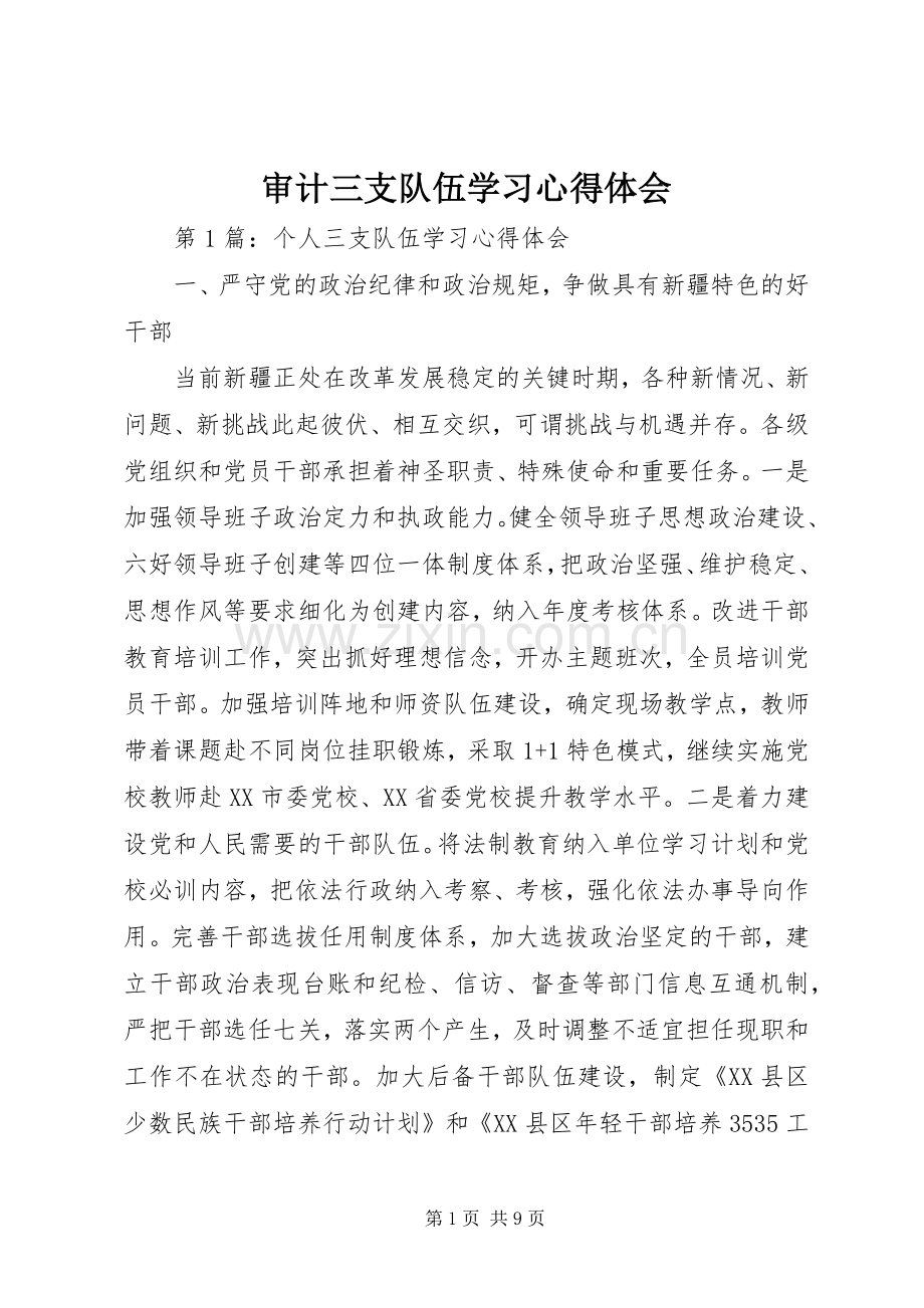 审计三支队伍学习体会心得.docx_第1页