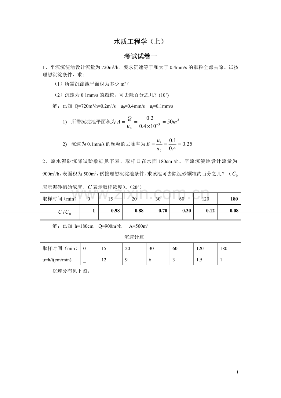 水质工程计算题.doc_第1页