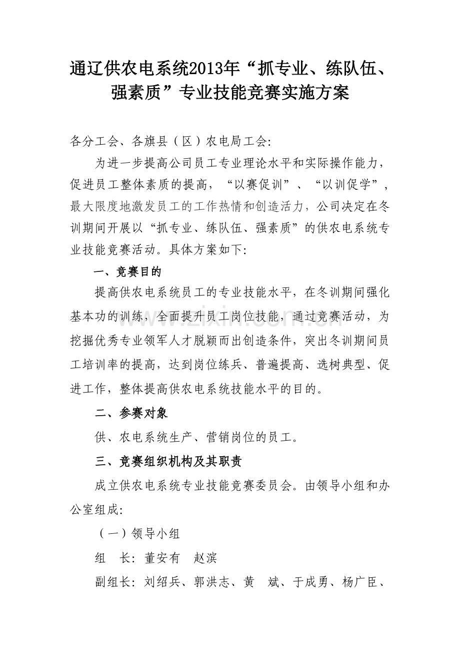 专业技能竞赛实施方案.doc_第1页