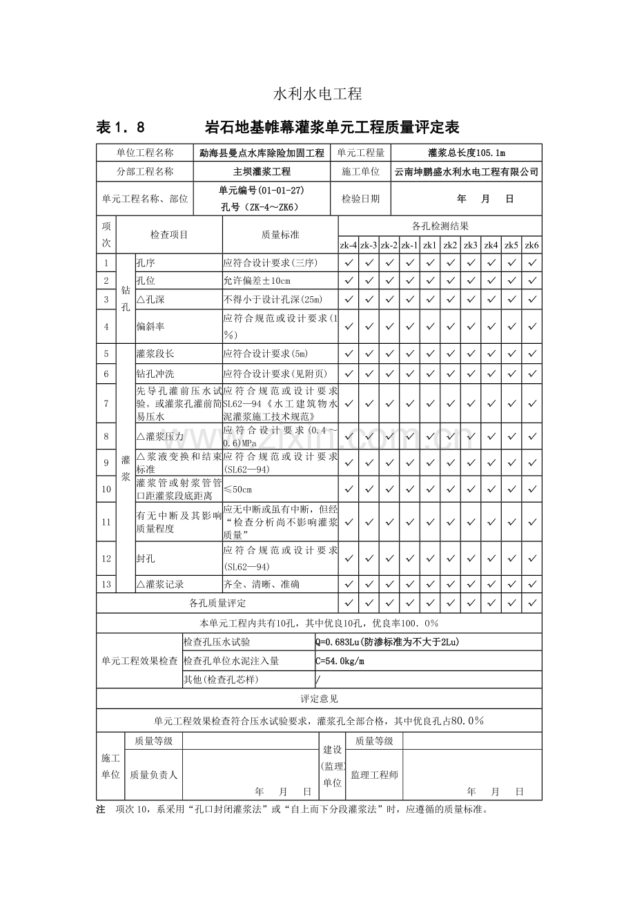 灌浆单元质量评定表填说明及单孔质量评定表.doc_第2页