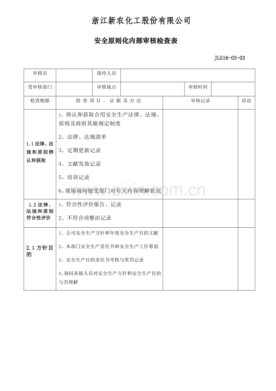 安全标准化内审检查表样本.doc_第1页