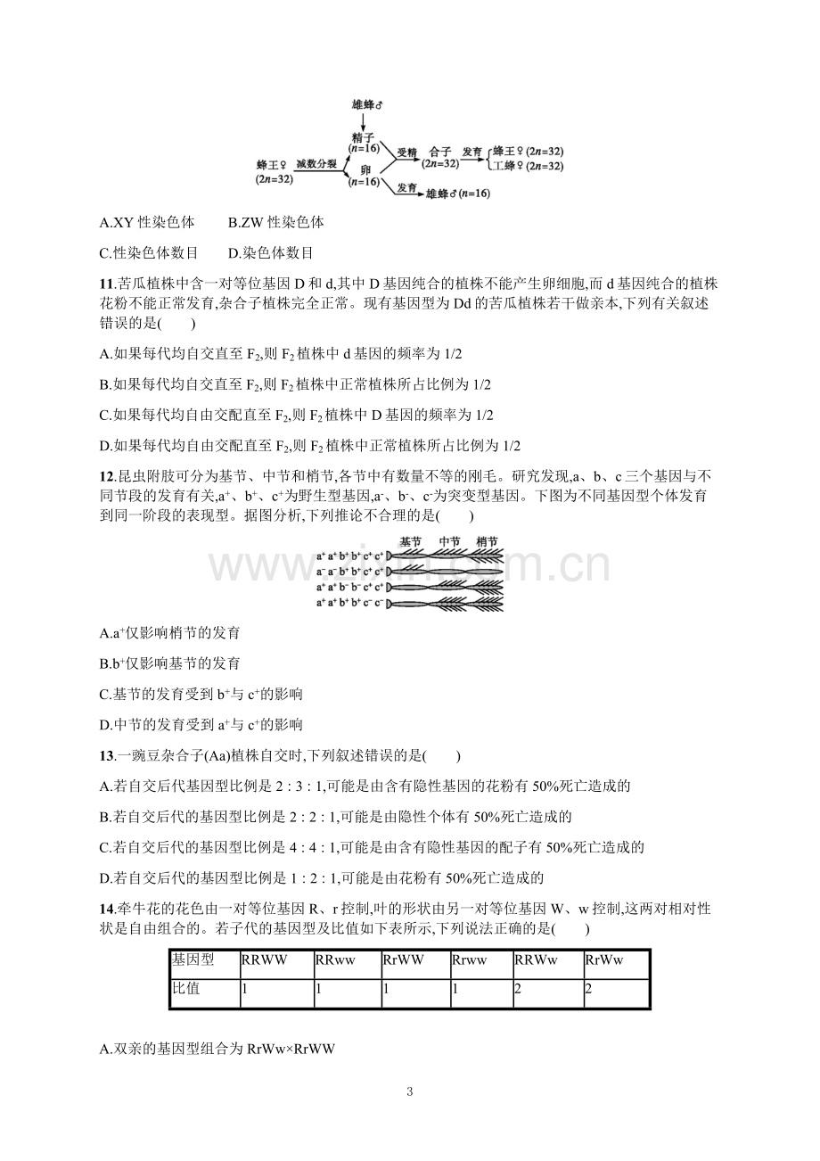 网课作业六孟德尔定律与伴性遗传试题.docx_第3页