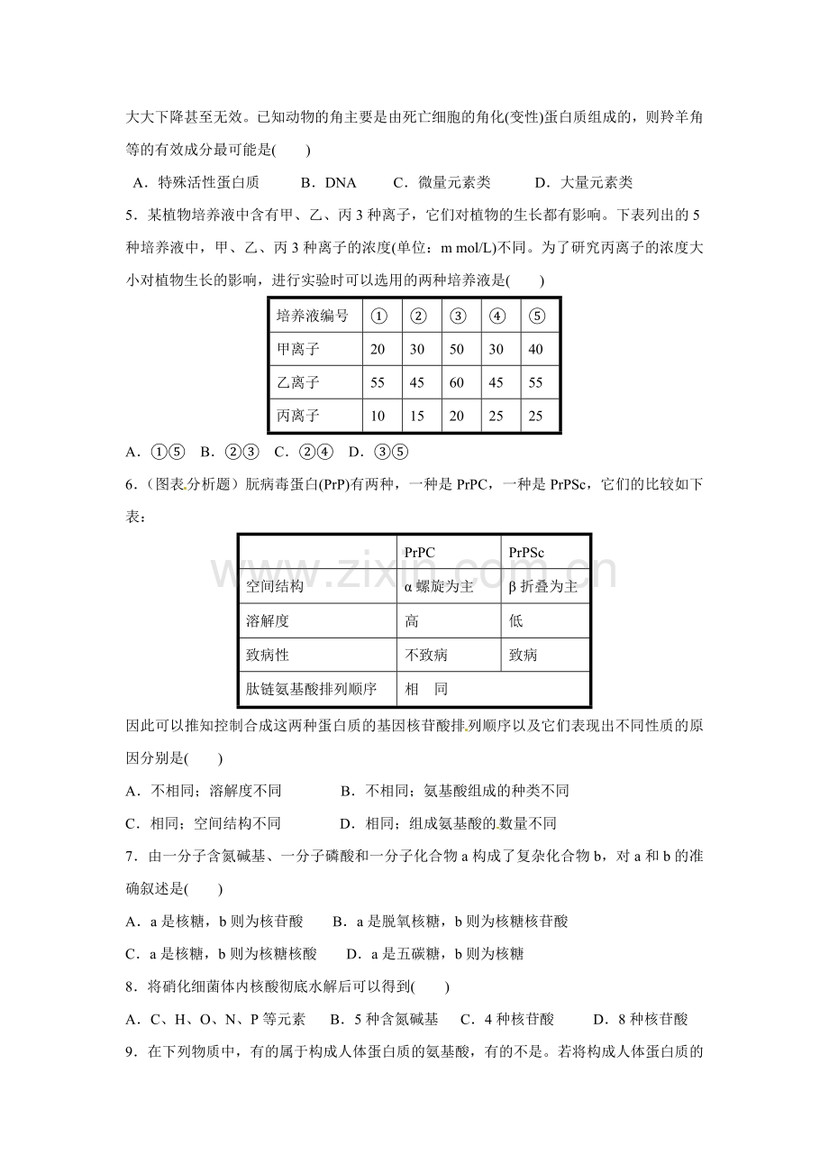 生物必修一第二章综合测试卷.doc_第2页