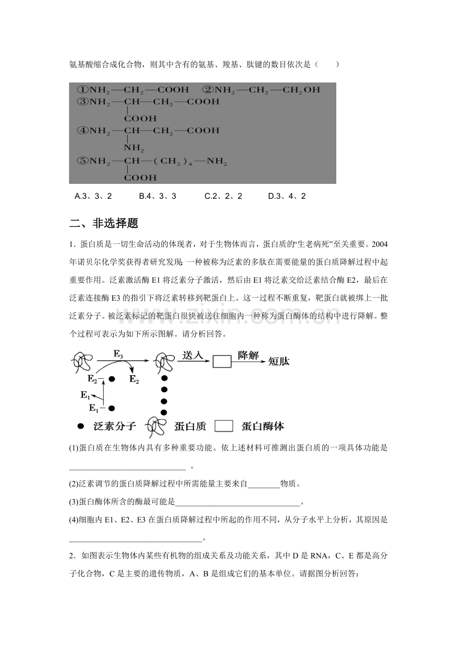 生物必修一第二章综合测试卷.doc_第3页