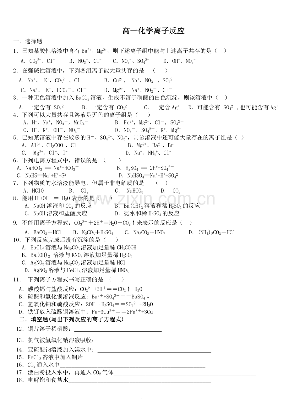 化学离子反应.doc_第1页