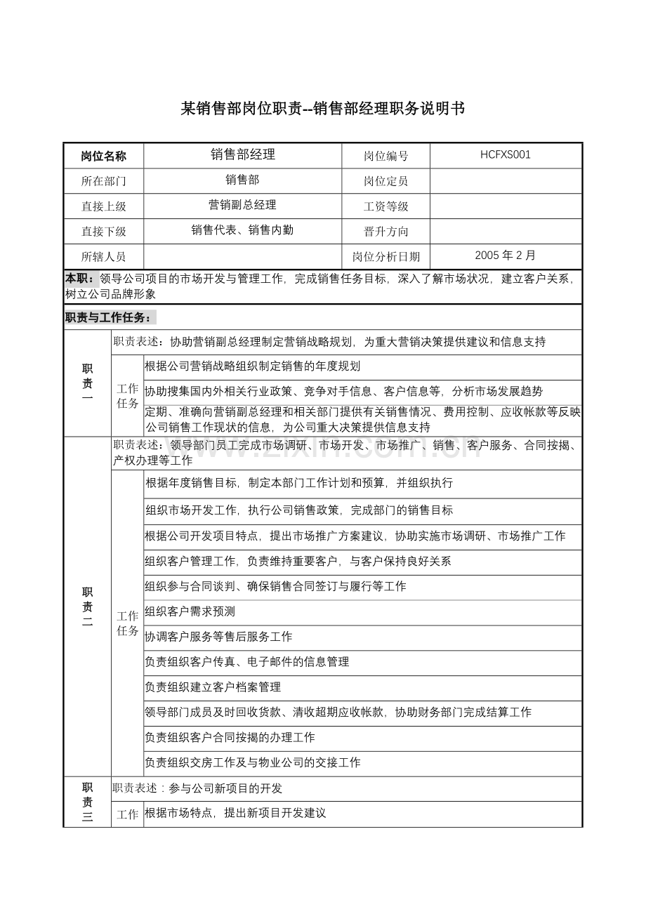 某销售部岗位职责.doc_第1页