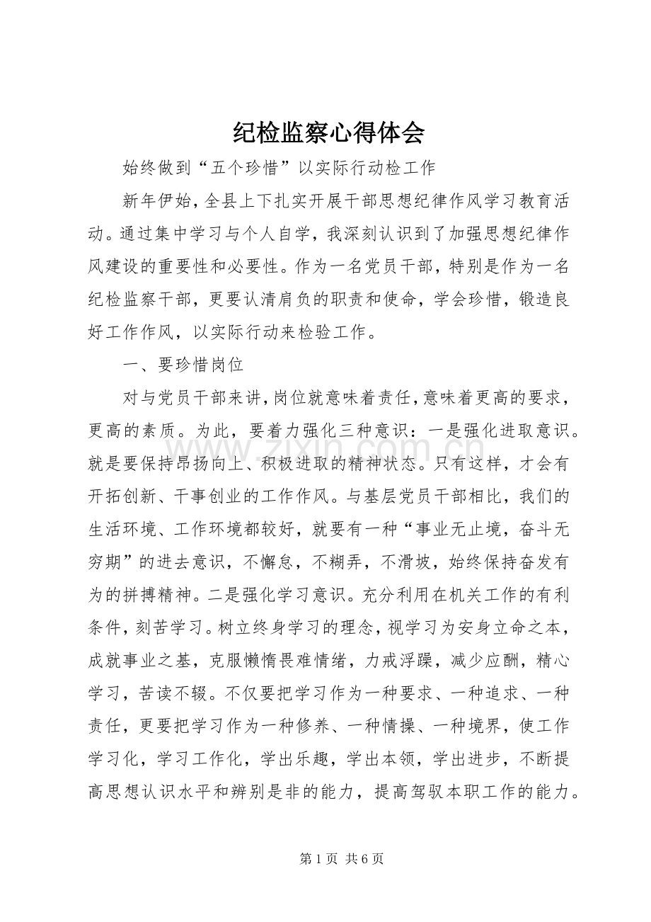 纪检监察体会心得.docx_第1页