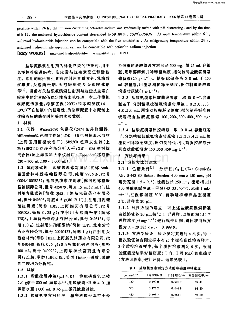 盐酸氨溴索与常用抗生素的配伍.pdf_第2页