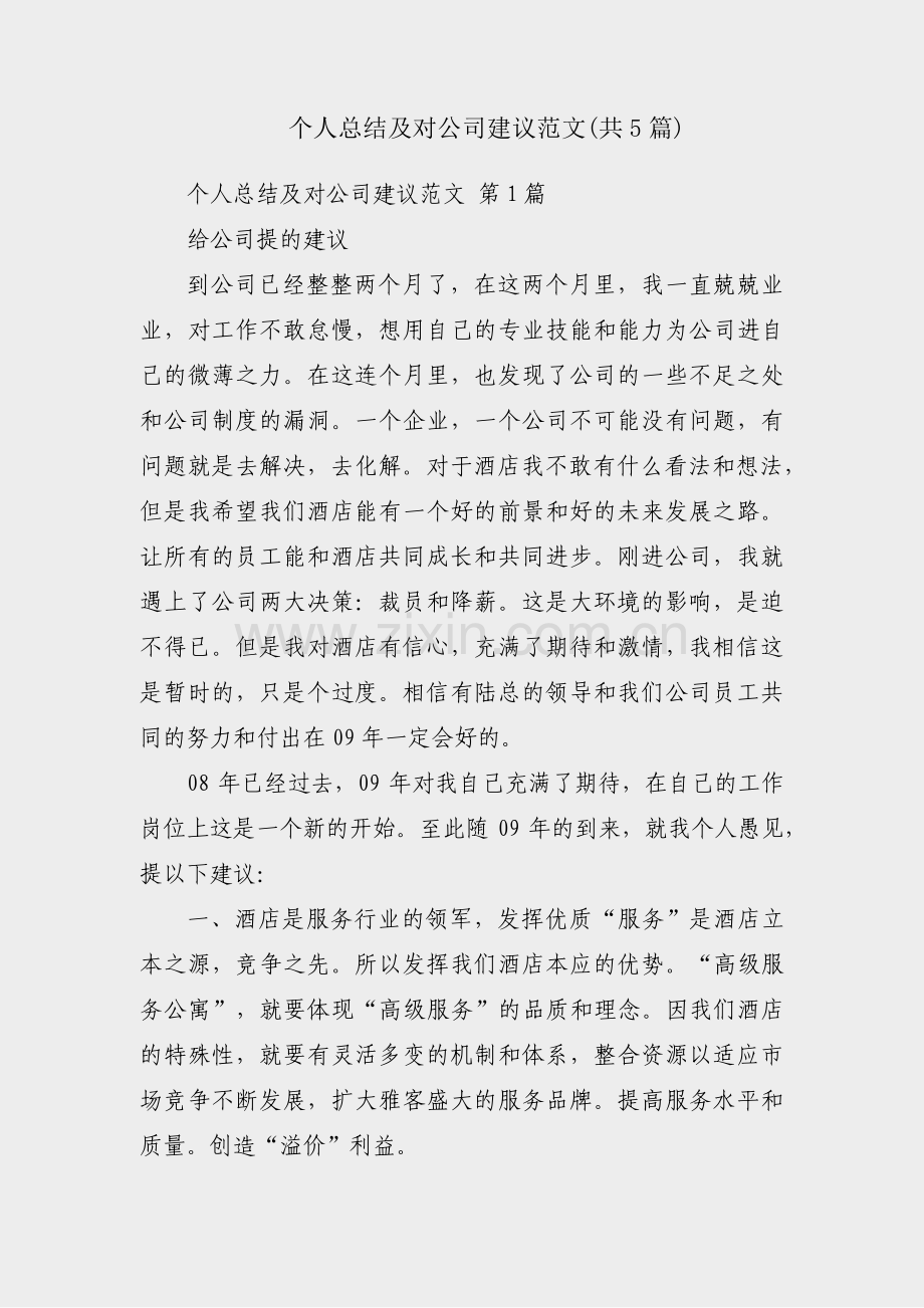 个人总结及对公司建议范文(共5篇).pdf_第1页