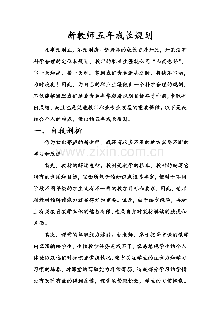 新教师五年成长规划.doc_第1页