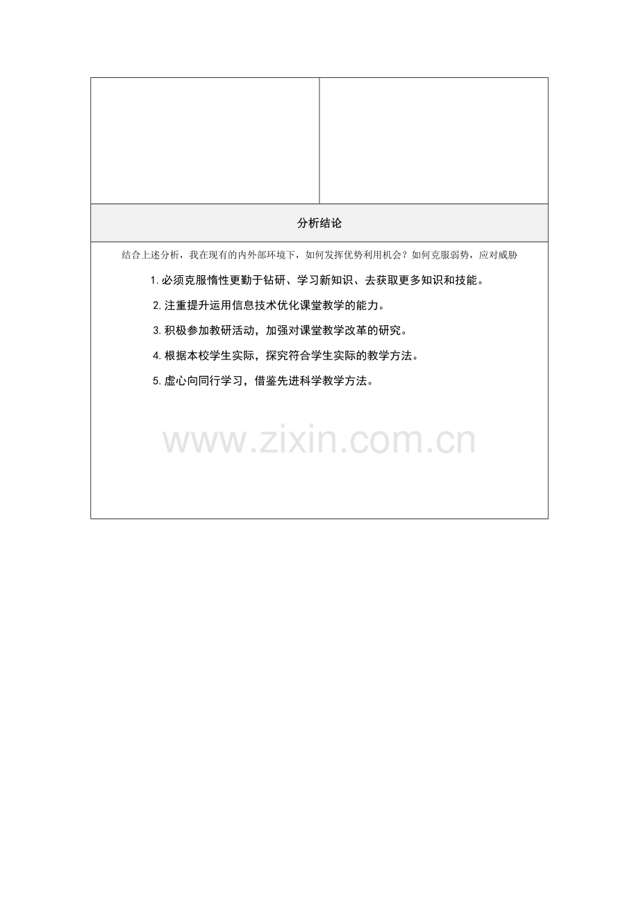 赵建英的个人自我诊断SWOT分析表.doc_第2页