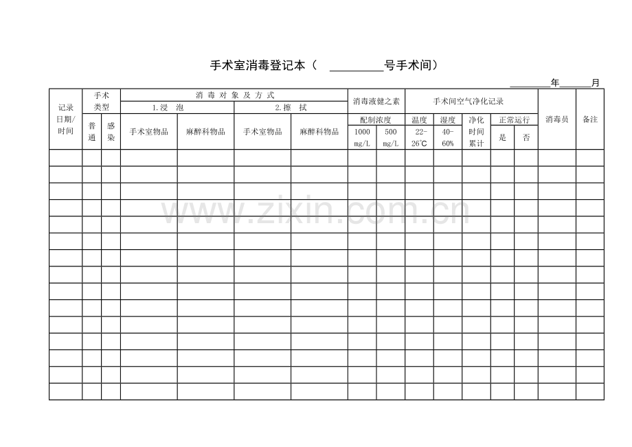 手术室消毒登记本.doc_第1页