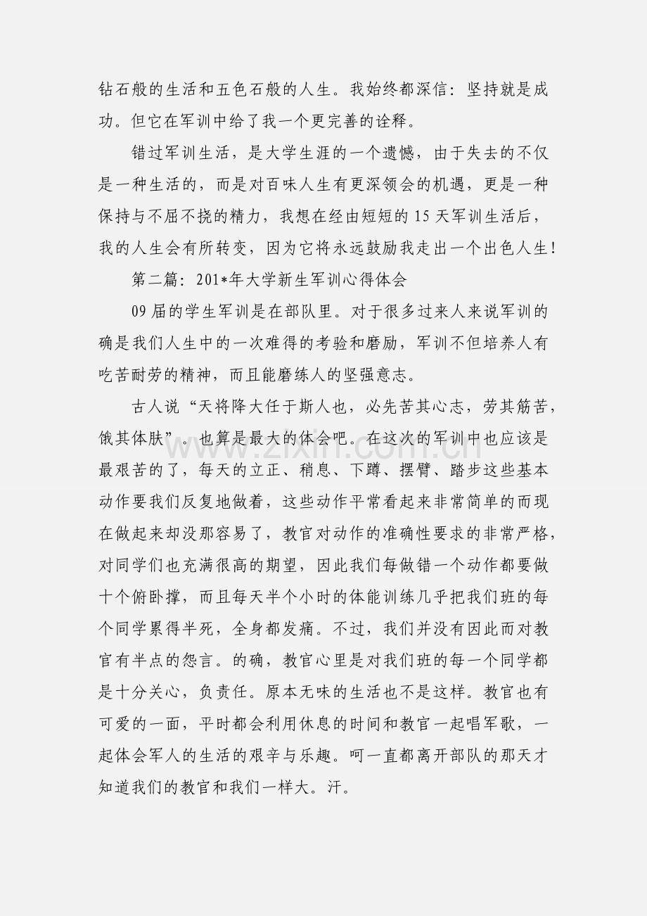 暑期大学新生军训心得体会(多篇).docx_第2页