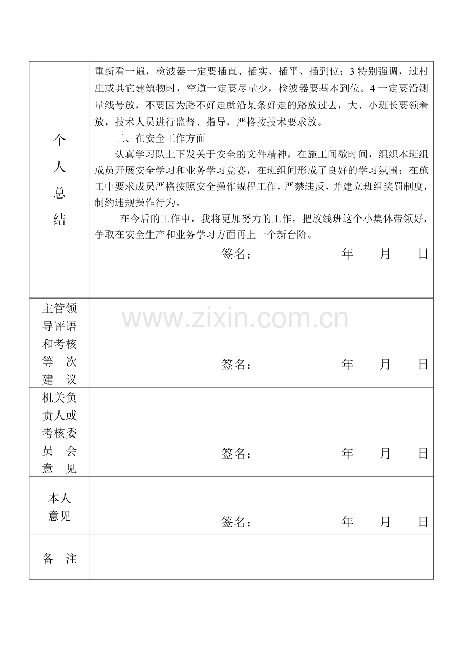 地质队技术人员及管理层年度考核表考核表(吕).doc_第2页