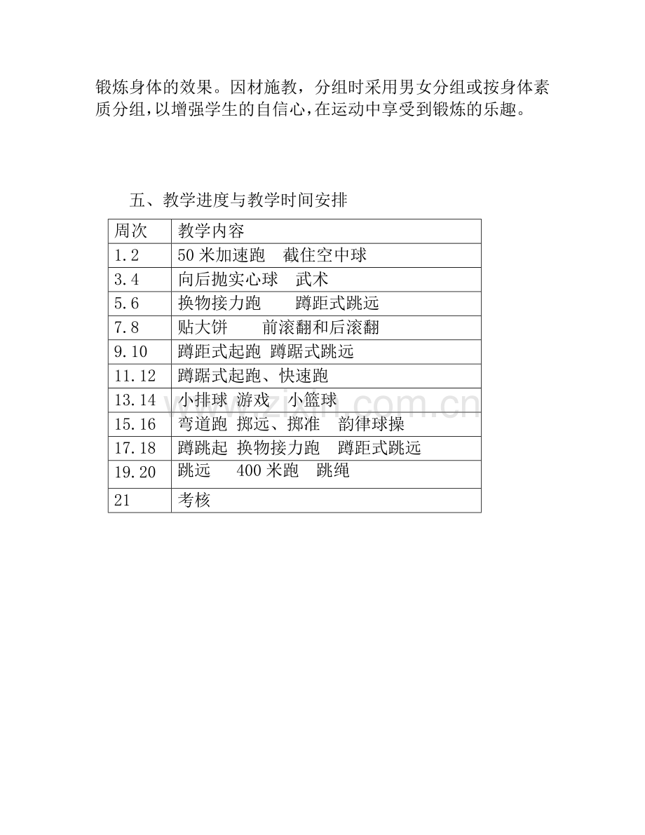 小学五年级上册体育教学计划.docx_第3页