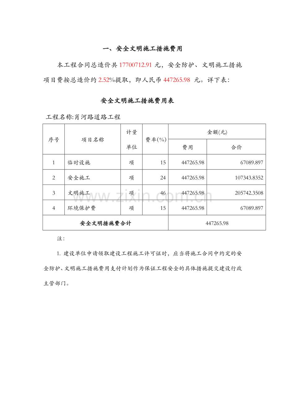 市政工程安全文明施工措施费提取和使用计划.doc_第1页