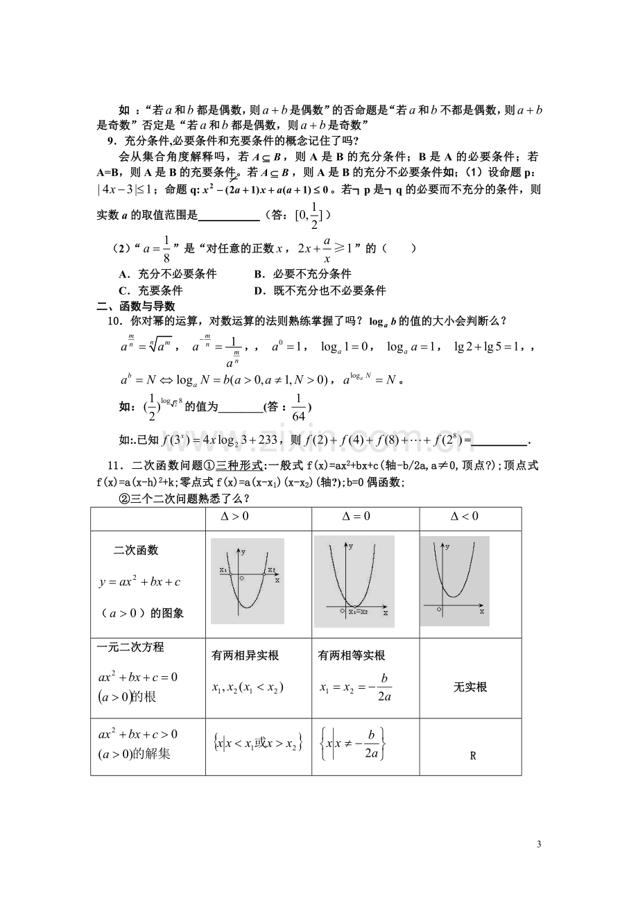 云大附中2012届高三考前60天理科数学辅导(解题方法技巧和考试心理分析).doc_第3页