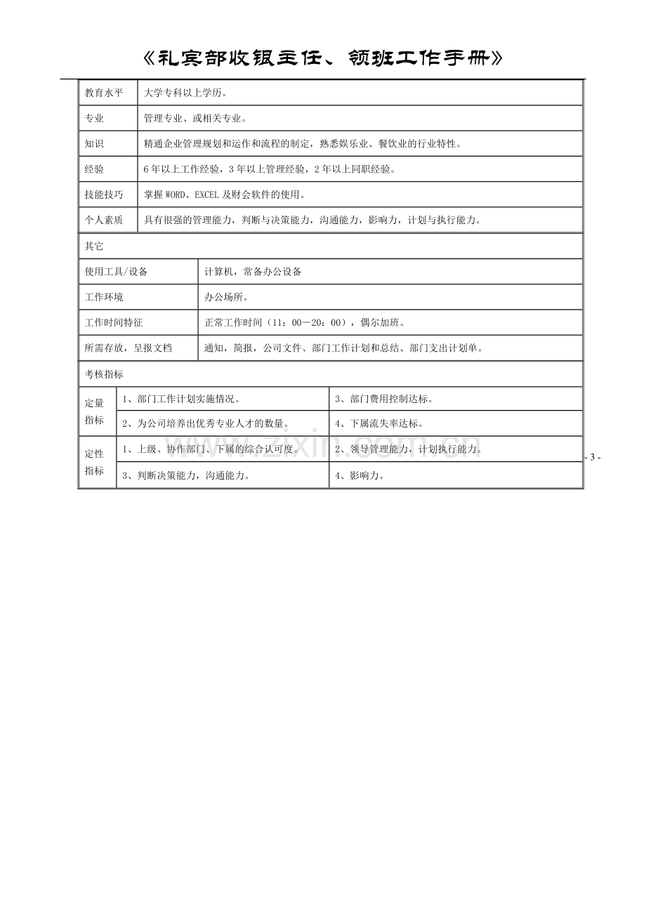 礼宾部收银主任、领班工作手册.doc_第3页