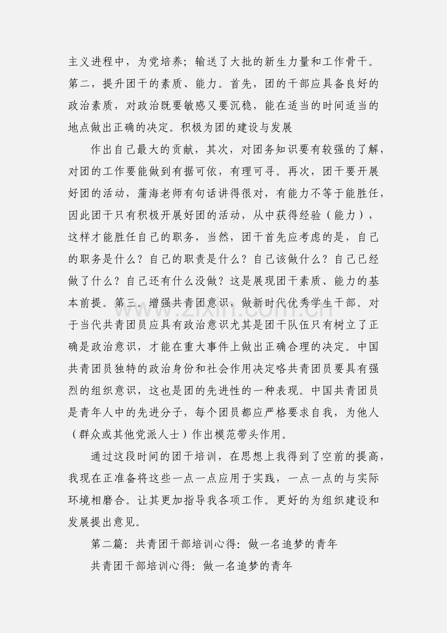 共青团干部培训心得(多篇).docx_第2页