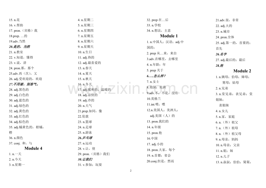 2017年外研版英语七年级上册单词默写表.doc_第2页