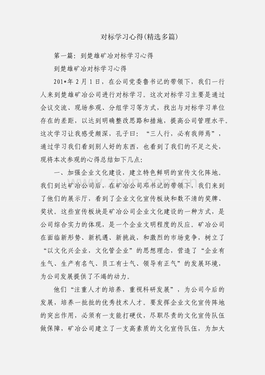 对标学习心得(多篇).docx_第1页