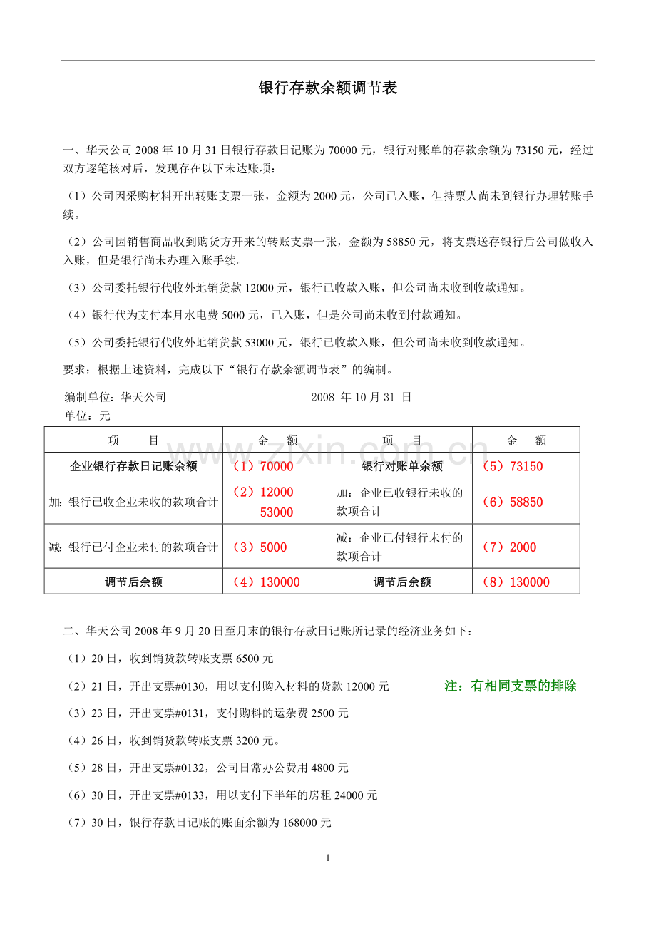 银行余额调节表习题4.docx_第1页