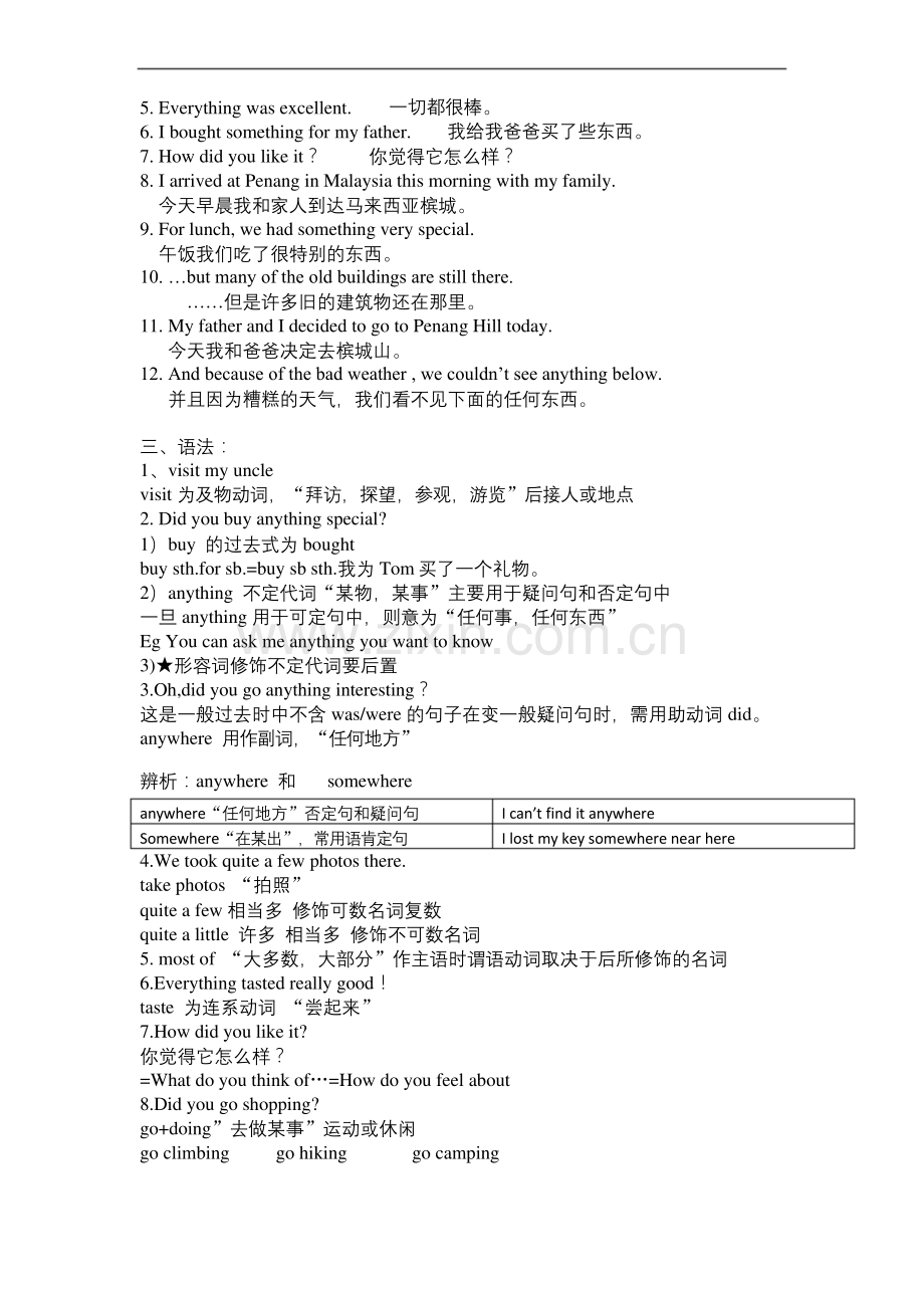 鲁教版英语七年级上册unit5单元知识点归纳总结.docx_第2页