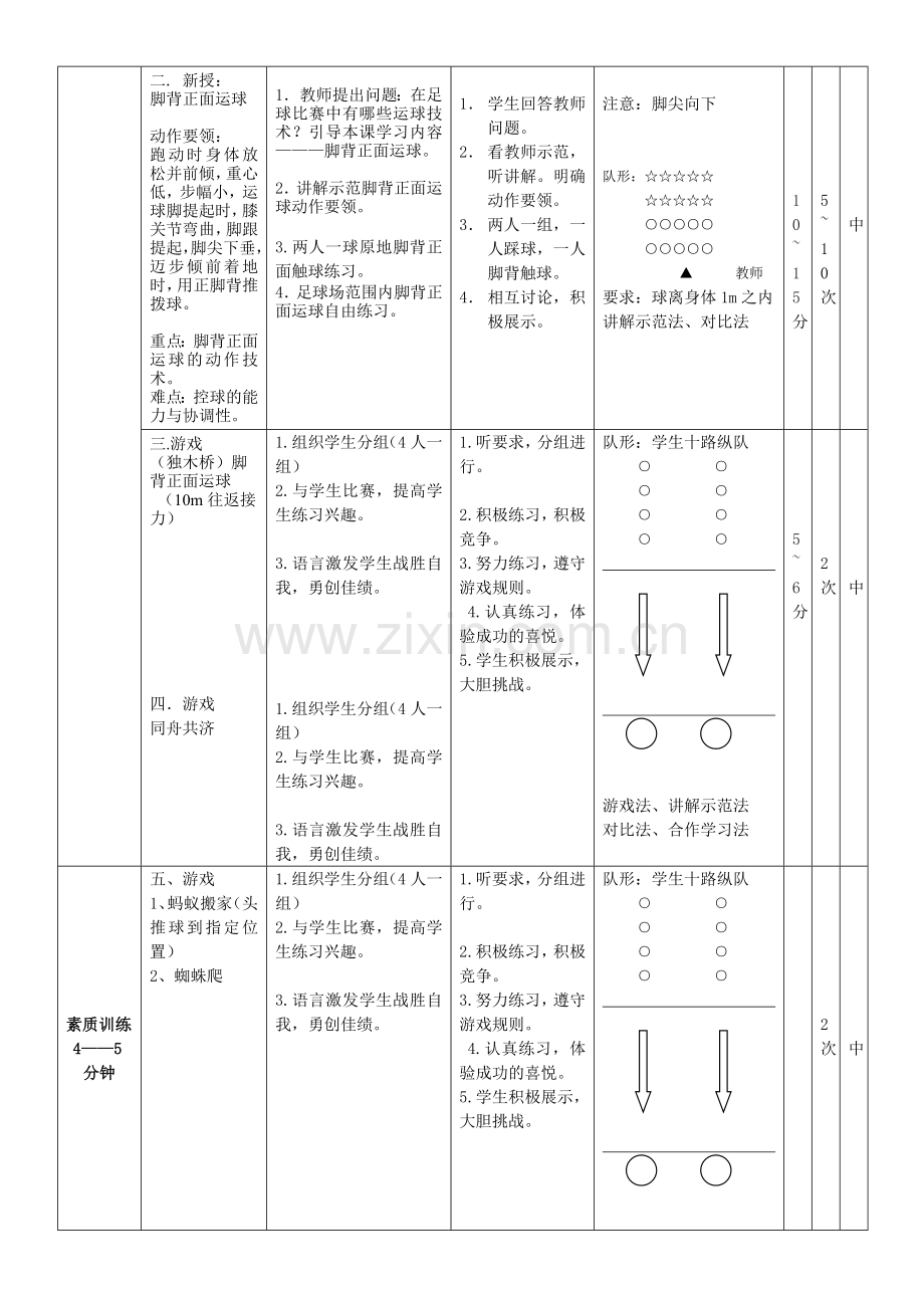 足球脚背正面运球教学设计.doc_第3页