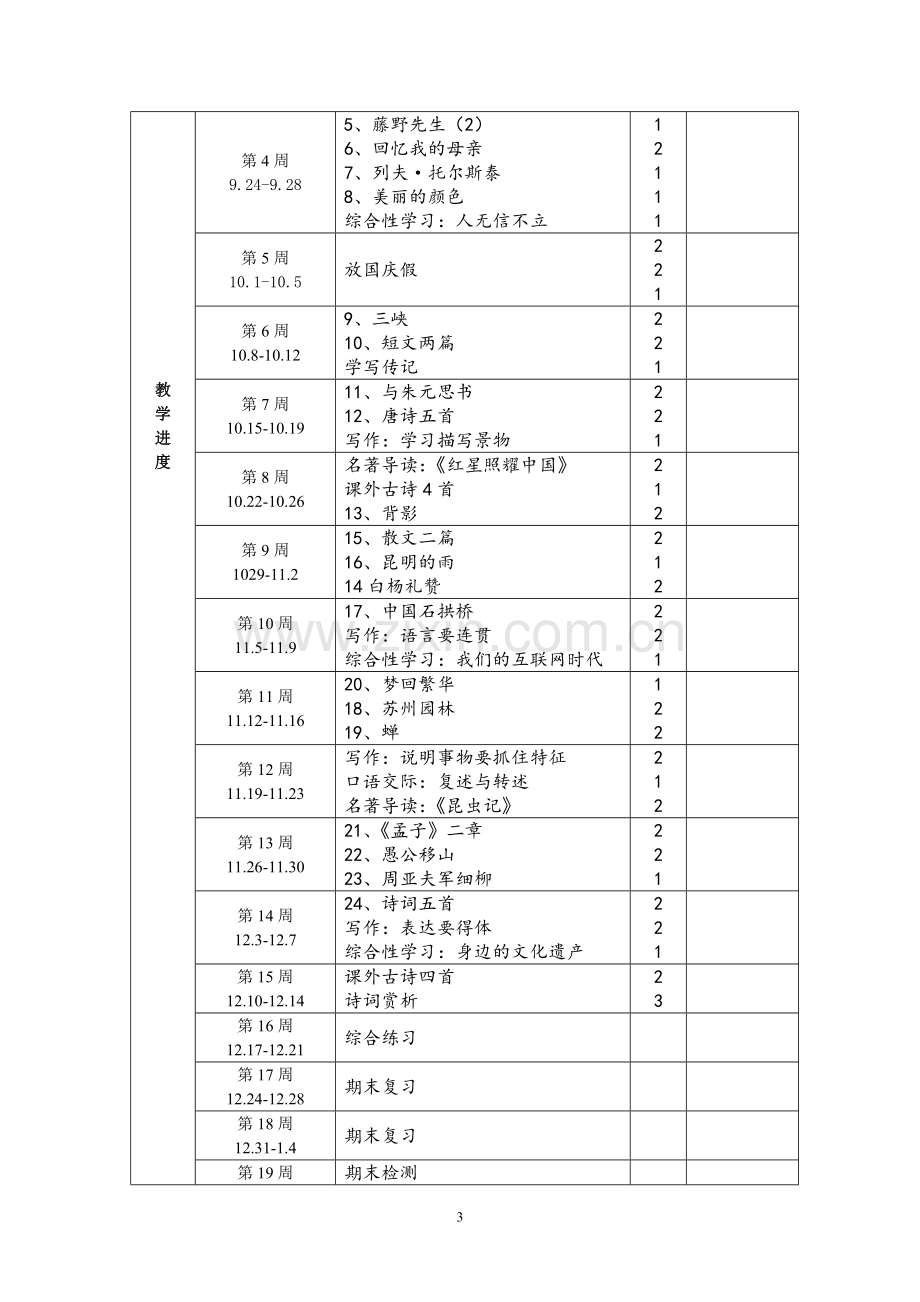 部编版八年级语文(上)教学计划.doc_第3页