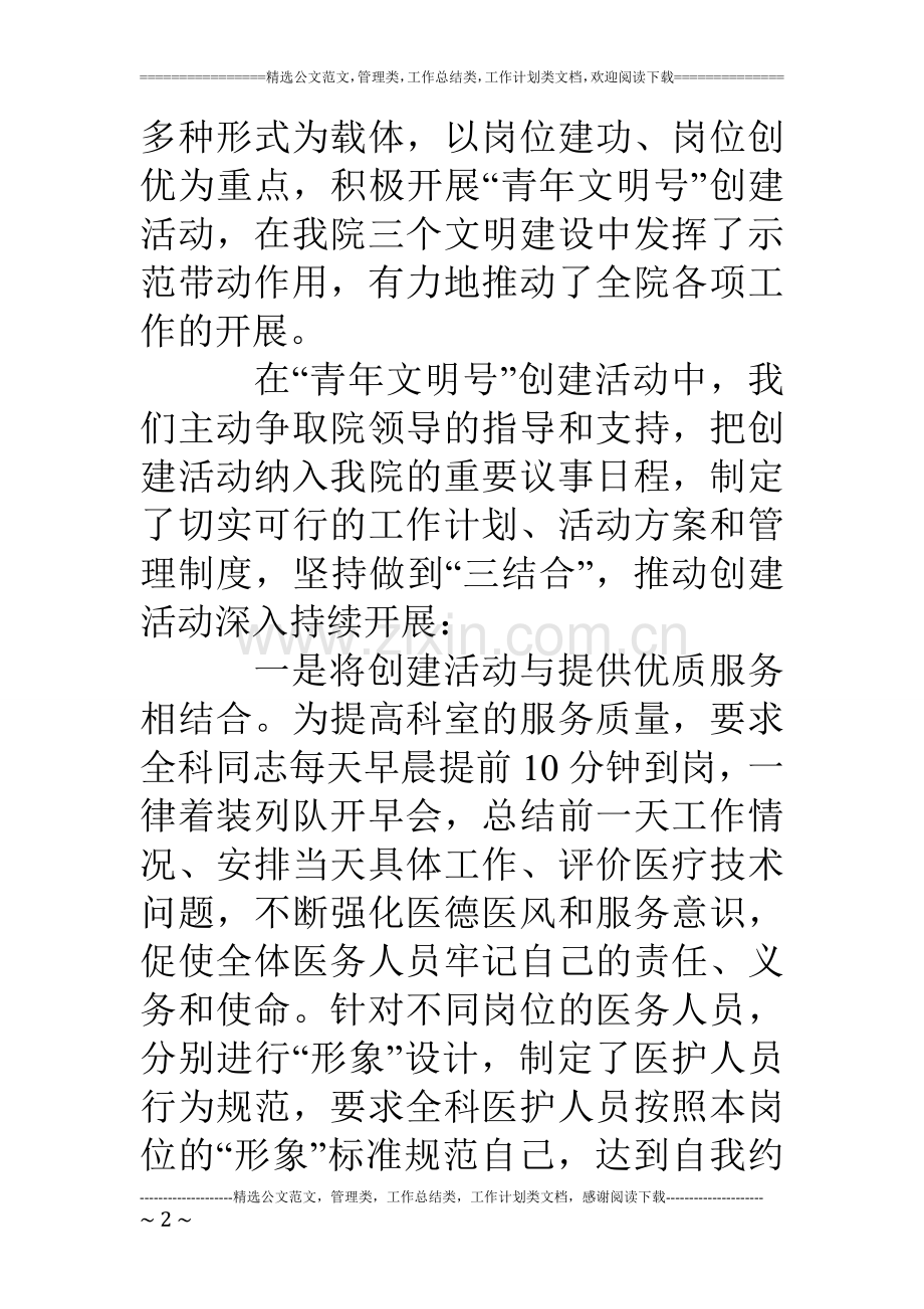 医院青年文明号创建工作推进会交流发言.doc_第2页