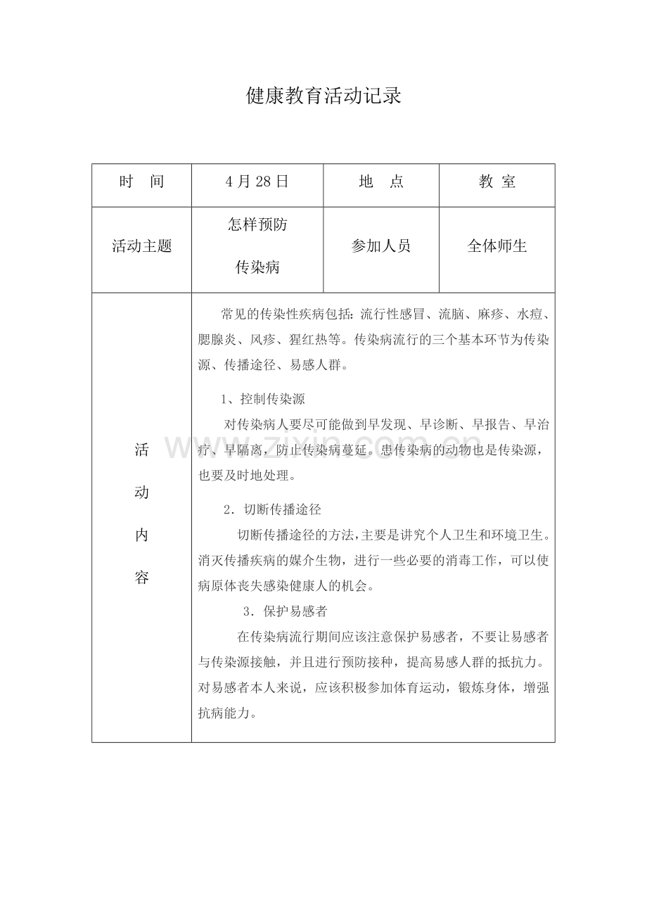 健康教育记录表.docx_第1页