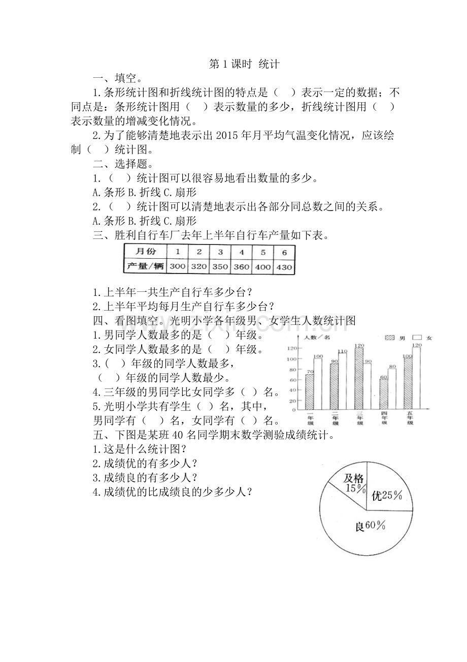 人教版数学六年级下册-07整理和复习-03统计与概率-随堂测试习题03.doc_第1页