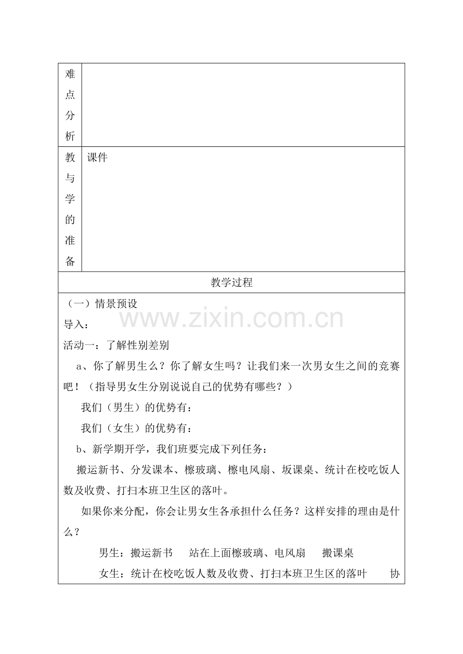 不一样的性别-一样的美丽七年级心理健康教案教学设计.doc_第2页