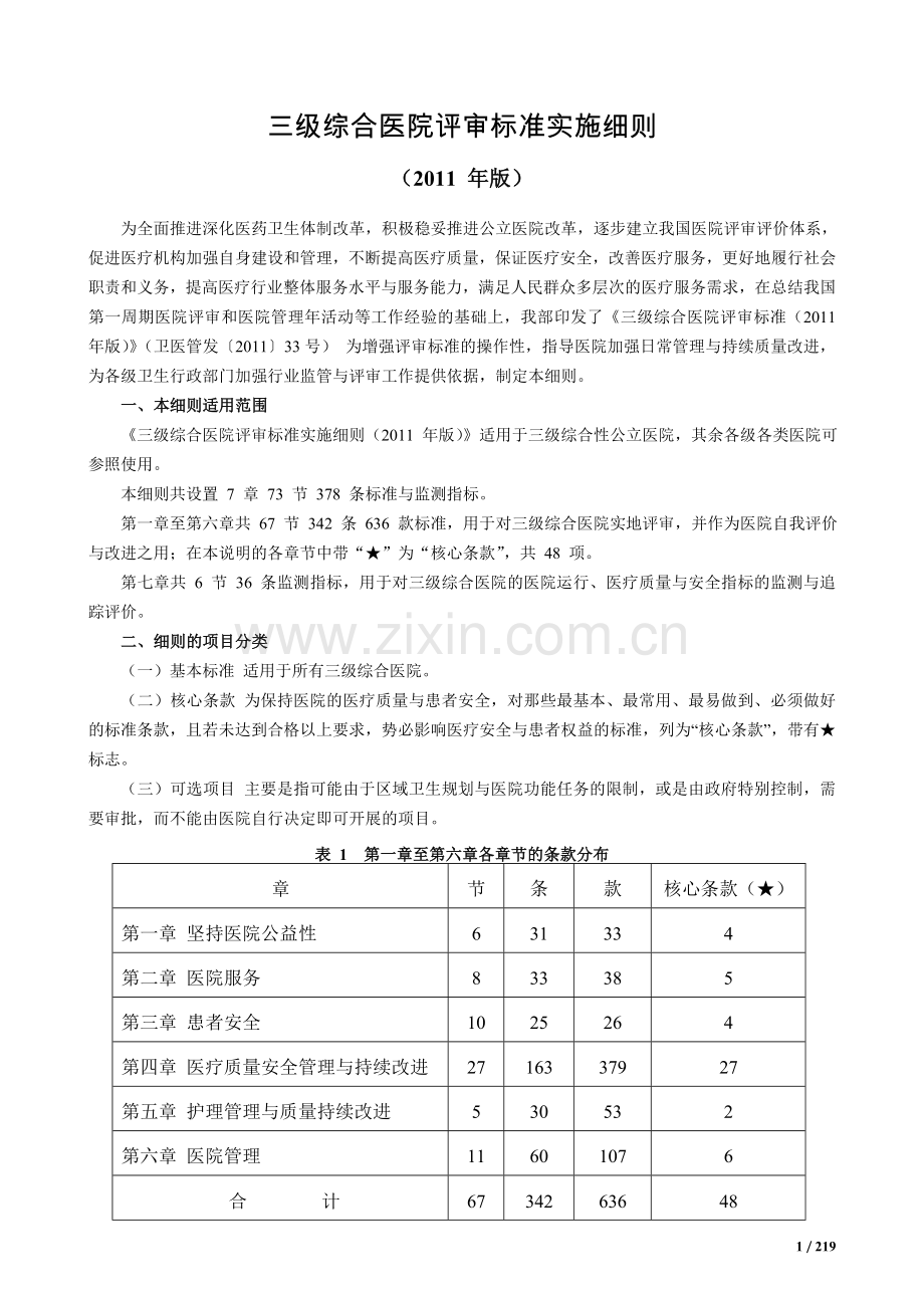 三级综合医院评审标准实施细则(2011-word版).doc_第1页