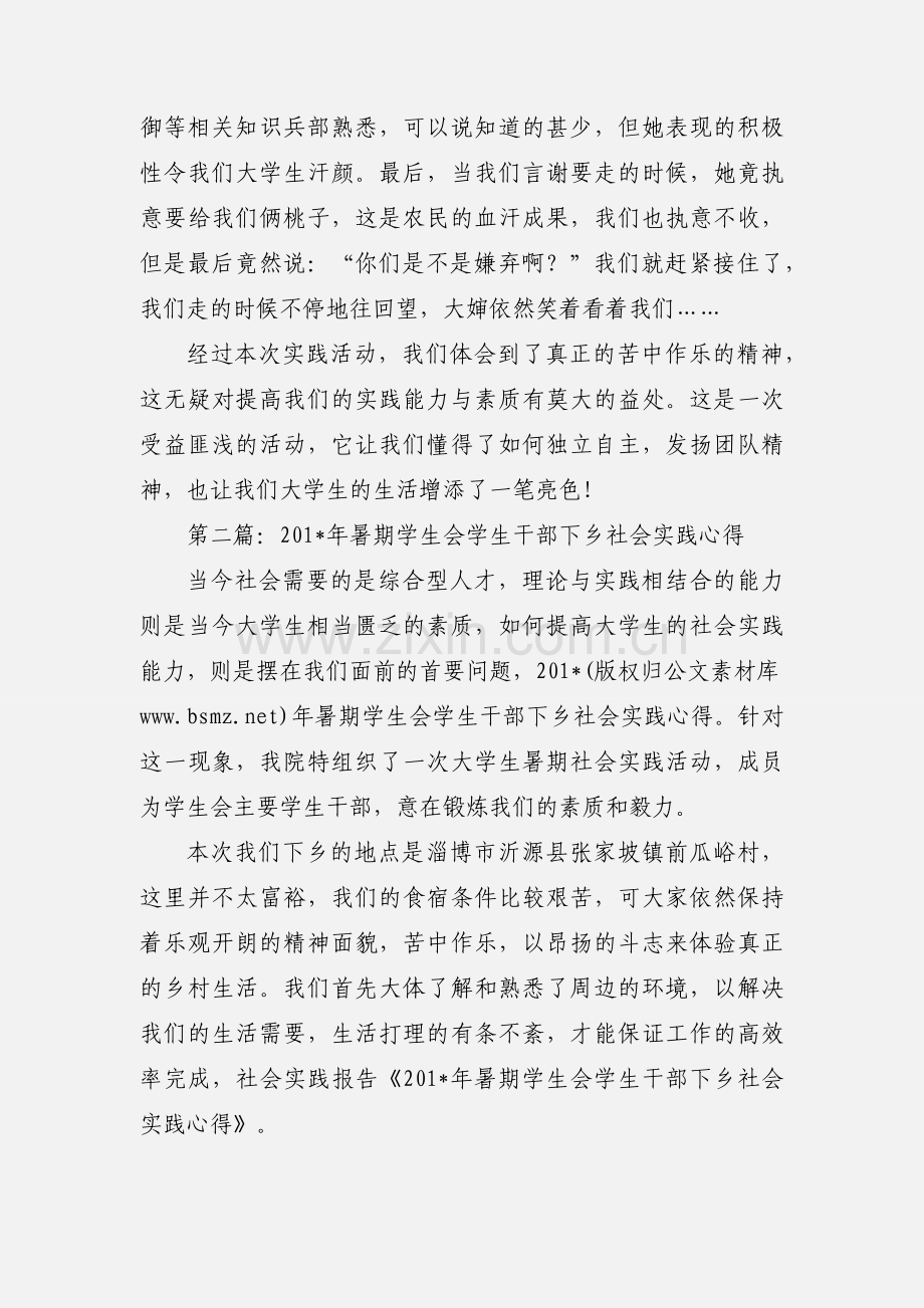 暑期学生会学生干部下乡社会实践心得体会(多篇).docx_第2页