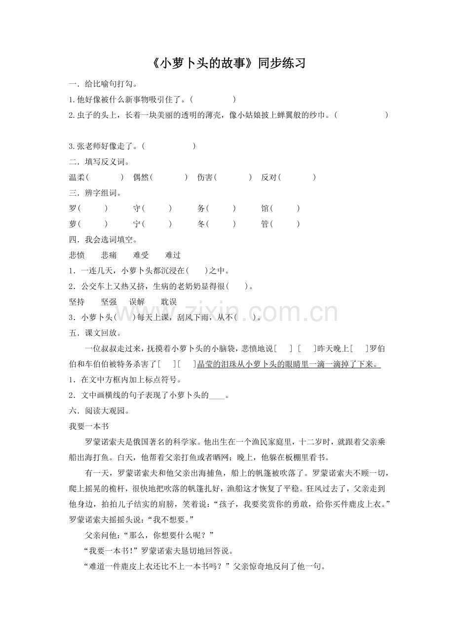 《小萝卜头的故事》同步练习.doc_第1页