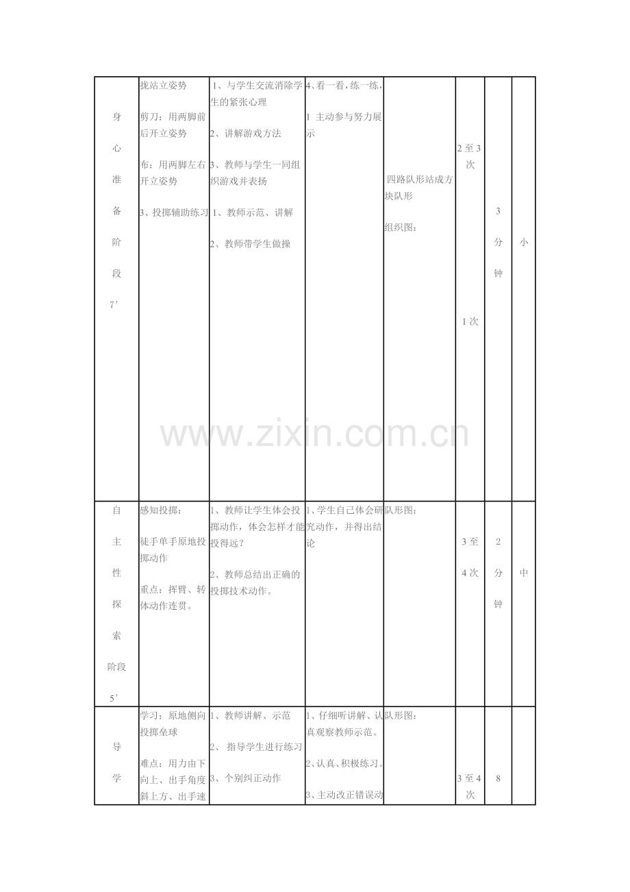 小学体育课投掷垒球教学设计.doc_第3页