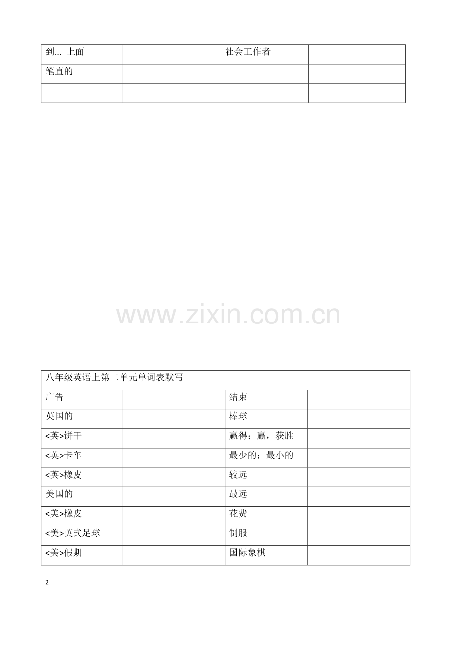 译林版八年级上册英语单词默写表.docx_第2页