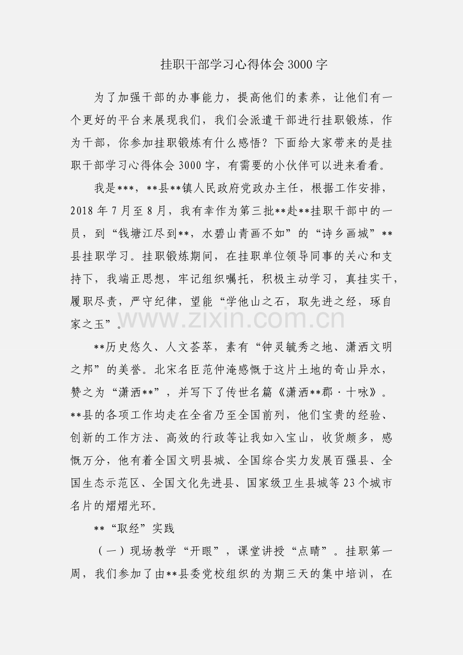 挂职干部学习心得体会3000字.docx_第1页