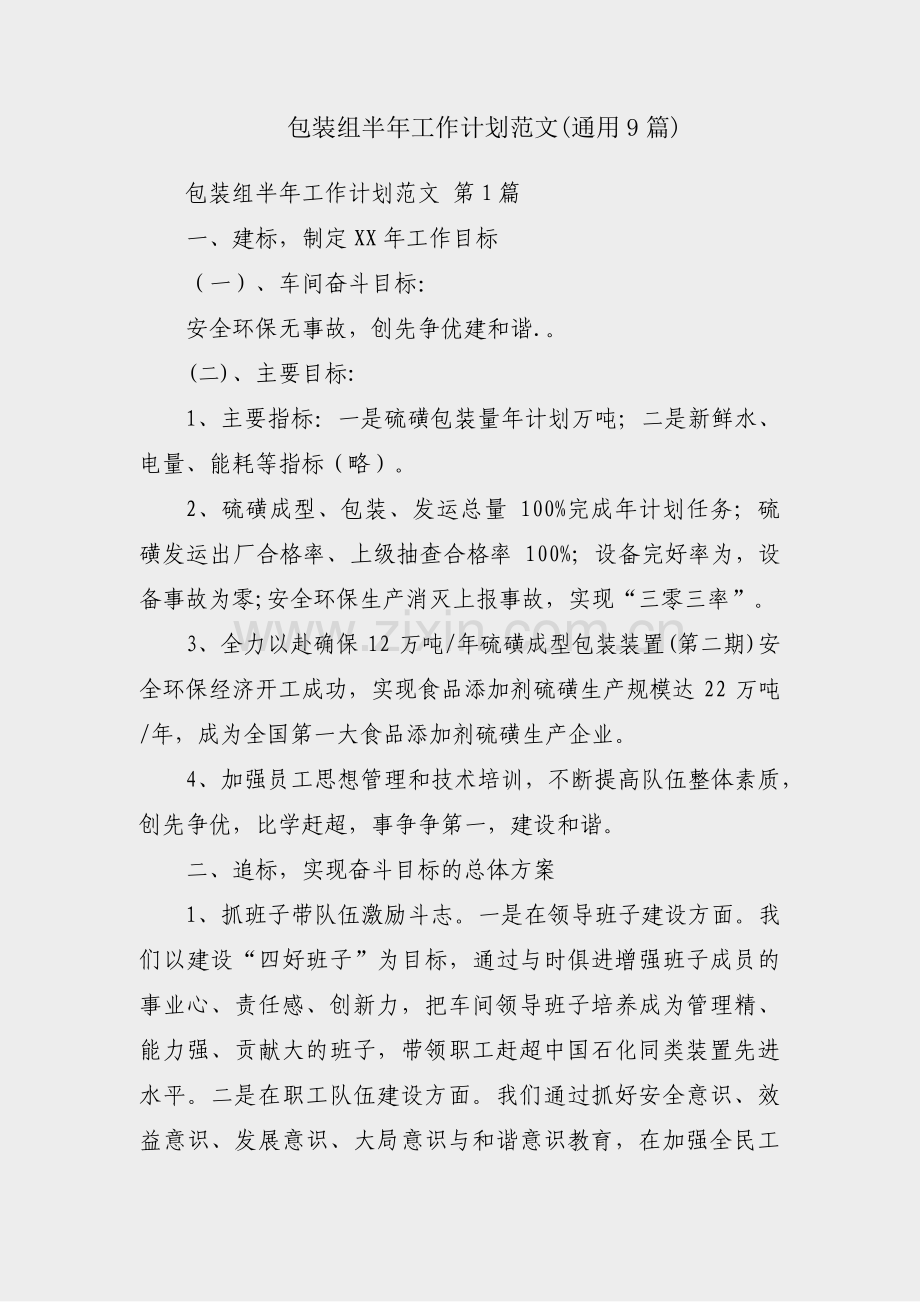 包装组半年工作计划范文(通用9篇).pdf_第1页