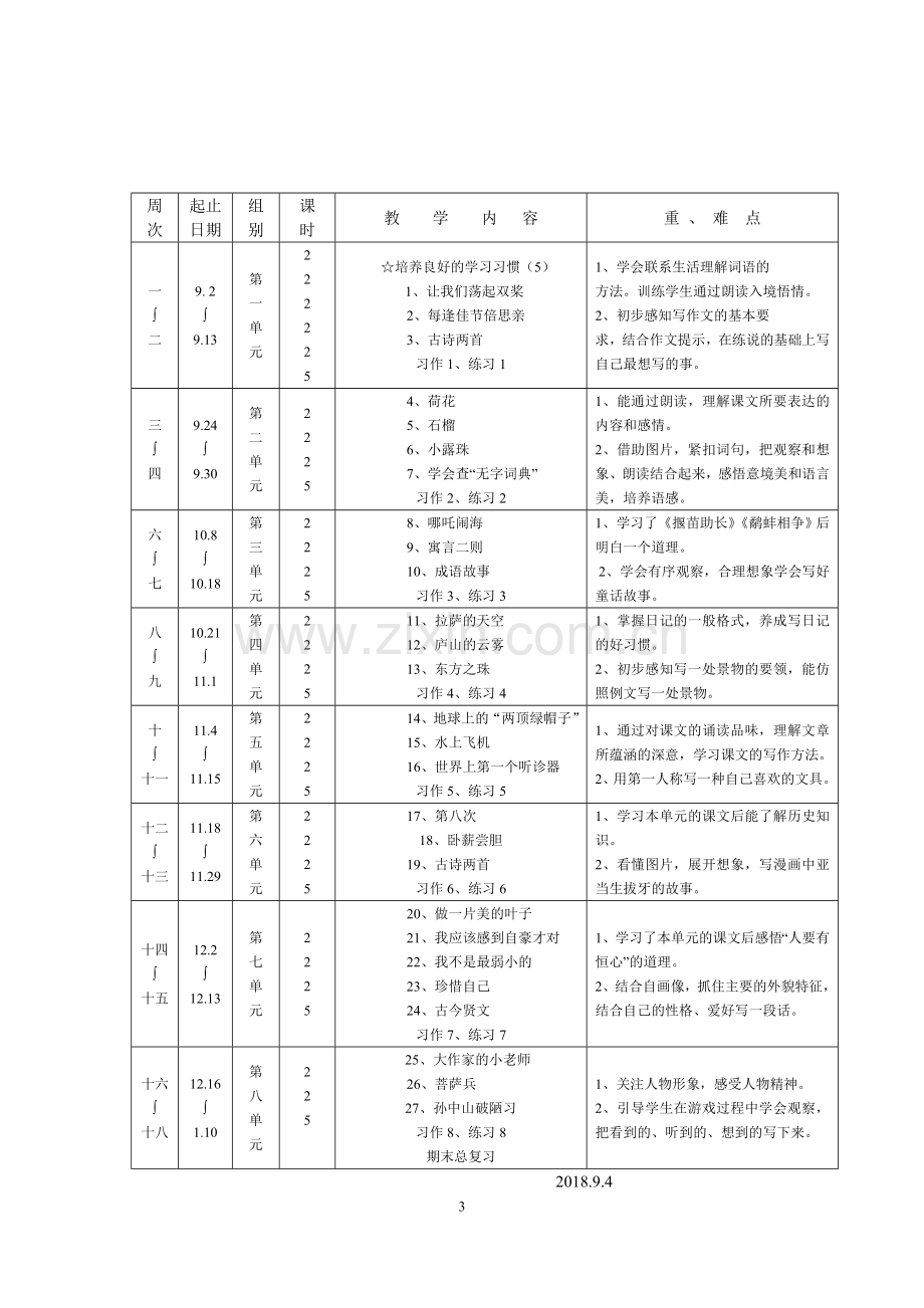 苏教版三年级上语文教学计划及教学进度表.doc_第3页