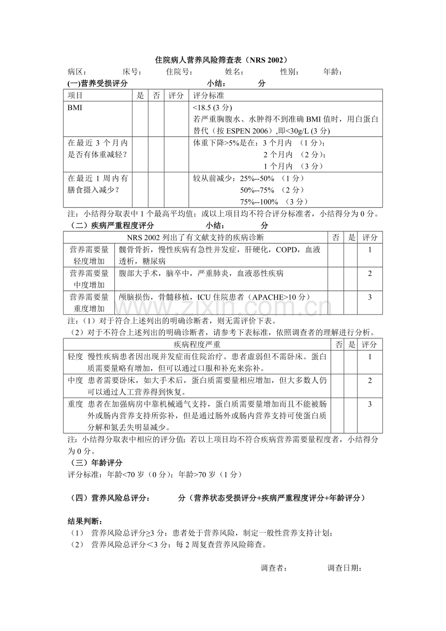 住院病人营养风险筛查表.doc_第1页